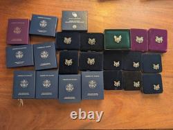 US Mint Silver American EagleBoxes +COAs (NO COINS) 21 Cases Total Lot