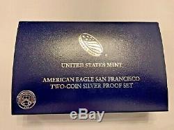 U. S. MINT 2012 AMERICAN EAGLE SAN FRANCISCO Two-Coin SILVER PROOF SET WithCOA