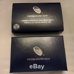 U. S. MINT 2012 AMERICAN EAGLE SAN FRANCISCO Two-Coin SILVER PROOF SET WithCOA