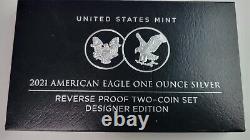 U. S. Mint American Eagle 2021 One Ounce Silver Reverse Proof Two-Coin Set