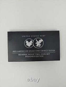 U. S. Mint American Eagle 2021 One Ounce Silver Reverse Proof Two-Coin Set 21XJ