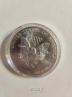 Ultra Rare Woodstock 50th Anniversary Silver Eagle & Matching Stamps MINT