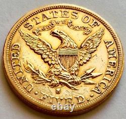 Uncirculated 1882 American Gold Half Eagle Coin Liberty Head San Francisco Mint