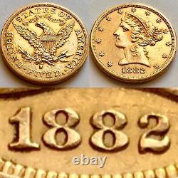 Uncirculated 1882 American Gold Half Eagle Coin Liberty Head San Francisco Mint