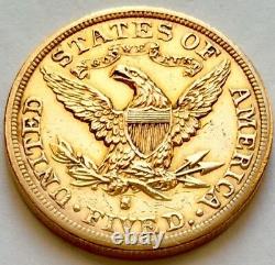 Uncirculated 1882 American Gold Half Eagle Coin Liberty Head San Francisco Mint