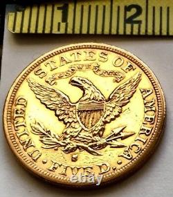 Uncirculated 1882 American Gold Half Eagle Coin Liberty Head San Francisco Mint