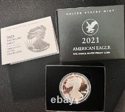 Us Mint American Eagle One Ounce Silver Proof Coin West Point 2021 Ogb/coa