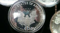 Washington Mint Giant Silver Eagles Half Pound. 999 1986-1995 10 Coins In Case