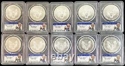 (10) 2020 American $1 Silver Eagle 1 Oz President Biden Coins Pcgs Mint State 70
 <br/>  	 <br/> 	(10) Aigle d'argent américain 2020 1 Oz Président Biden Pièces Pcgs État de la menthe 70