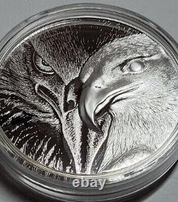 10 Oz Cit Mint Silver Round Majestic Eagle High Relief. 999 Fin En Gélule