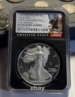 1776-2026 W Preuve $1 American Silver Eagle NGC PF69UC ER Privy Liberty Bell