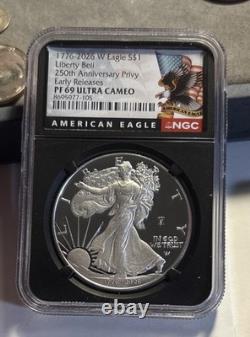 1776-2026 W Preuve $1 American Silver Eagle NGC PF69UC ER Privy Liberty Bell