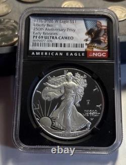 1776-2026 W Preuve $1 American Silver Eagle NGC PF69UC ER Privy Liberty Bell