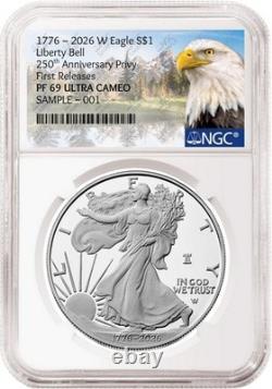 1776-2026 W Preuve Aigle en Argent NGC PF69 Premières Éditions Étiquette Montagne Prévente