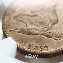 1857 Flying Eagle 1c Ngc Certifié Ms63 Pièce De Monnaie Monnaie Américaine Petit Dollar 63