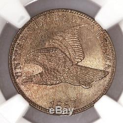 1857 Flying Eagle 1c Ngc Certifié Ms65 Us Mint Copper Petit Cent Penny Coin