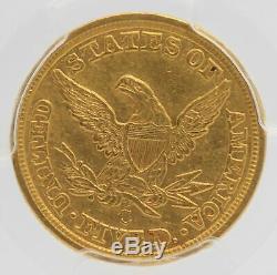 1861-c $ 5 Pièces D'or De Liberty Head Half Eagle Pcgs Au Détails Coin Charlotte Mint Jd588