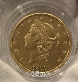 1890 CC 20 $ Carson City Liberté D'or Double Eagle Coin Au / Bu Détails Us Mint