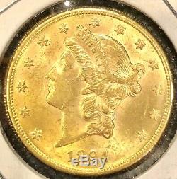 1894 Pièce De Monnaie Américaine Avec Un Double Aigle Or Us 1894 $ 20 Twenty Dollars Mint Bu