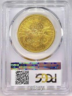 1896-s 20 $ American Gold Double Eagle Head Liberté Ms61 Pcgs Lustrous Mint Coin