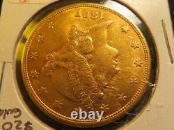 1897 S 20 B. U. Gold Double Eagle Twenty Dollar Liberty Pièce Fine Lustre Menthe