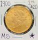 1900 $ 20 Golds Américain Double Eagle Liberté Head Ua / Ms Lustrous Mint Coin