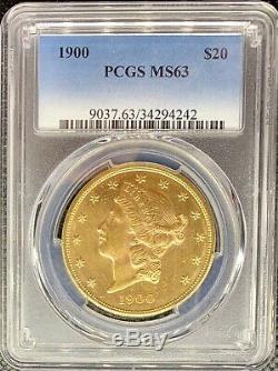 1900 $ 20 Golds Américain Double Eagle Ms63 Pcgs Liberté Head Mint Coin