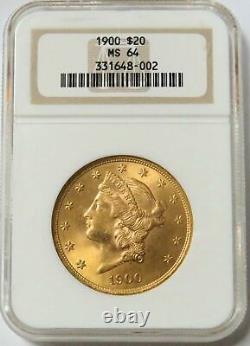 1900 Or 20 $ Liberty Head Double Eagle Coin Ngc Mint State 64