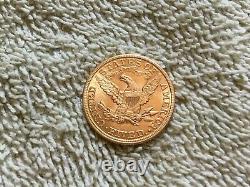 1901 P. 5 $ Liberty Head Half Eagle Gold Five Dollar Coin 615 900 Minted. Cnu