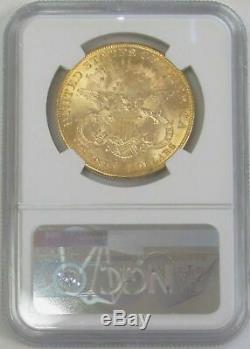 1903 Or 20 $ Liberté Head Double Eagle Coin Ngc Mint État 63+