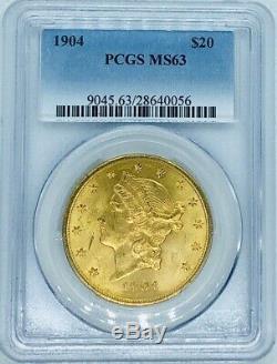 1904 Pièce De Monnaie Inversée À Vingt Dollars Liberty Gold Gold Double Eagle Ms63 De Pcgs