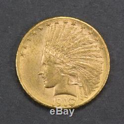 1910-d G $ 10 Indian Head - Aigle En Or, Pièce De Monnaie Avec Date Plus Difficile - Lot N ° M080