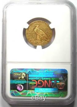 1910-s Or Half Eagle Indian 5 $ Coin Certifié Ngc Au53 Rare S Monnaie