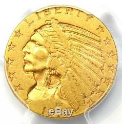 1910-s Or Indian Half Eagle $ 5 Coin Certifié Pcgs Xf40 Rare S Monnaie