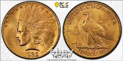 1932 Or États-unis $10 Indian Head Eagle Coin Pcgs Mint State 64
