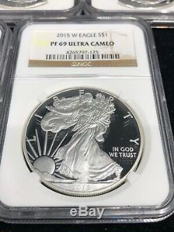 1986-2015 Pf 69 Ultra Cameo Ngc 1 $ Américain Silver Eagle Set 29pc Collection Lot