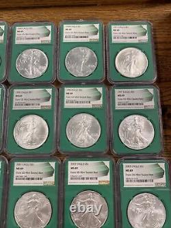 1986-2020 (35) Mine Silver Eagle Set Green Core Ms69 (us Mint Sealed Box) 1996