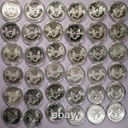 1986-2021 American Silver Eagle Lot De 36 Pièces Bu Item#j