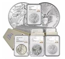 1986-2024 1 OZ AIGLE EN ARGENT AMÉRICAIN ENSEMBLE COMPLET DE 40 PIÈCES NGC MS69 Certaines ER