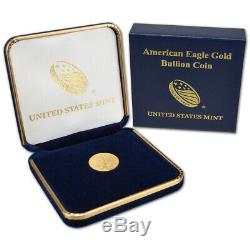 1986 Américaine Gold Eagle 1/10 Oz Pièce De 5 $ Bu En U. S. Mint Boîte-cadeau