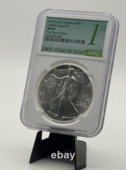 1986 (S) Aigle d’argent NGC MS69 première année d’émission étiquette verte boîte scellée d’origine de la Monnaie