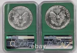 1986 (S) et 1987 (S) Aigles d’argent Green Core S$1 MS69 provenant d’une boîte scellée de l’US Mint