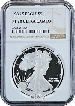 1986-s American Silver Eagle $1 Gem Proof Pr 70 Ngc Pf70 Ultra Cameo
