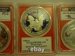 1986-s Mercanti Mint Graveur Silver Eagle Pcgs Pr70 Dcam (première Année D’émission)