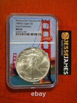 1986 (s) Silver Eagle Ngc Ms69 Échec De La Production À La Monnaie De San Francisco