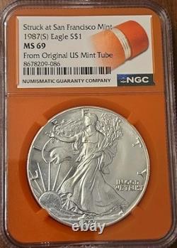 1987 (S) Aigle S$1 NGC provenant du tube original de la Monnaie des États-Unis NGC MS69 frappé à la