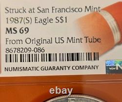 1987 (S) Aigle S$1 NGC provenant du tube original de la Monnaie des États-Unis NGC MS69 frappé à la