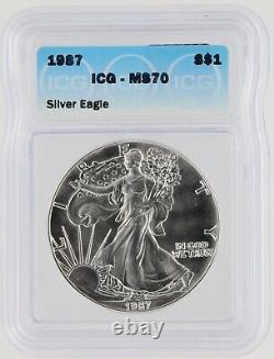 1987 Silver Eagle Icg Ms70 S$ Philadelphia Mint