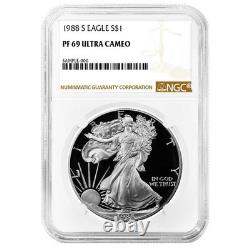 1988-S Preuve 1 $ American Silver Eagle NGC PF69UC Étiquette brune