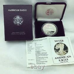 1988-s 1oz Proof American Silver Eagle Avec Coa & Box, Monnaie Américaine